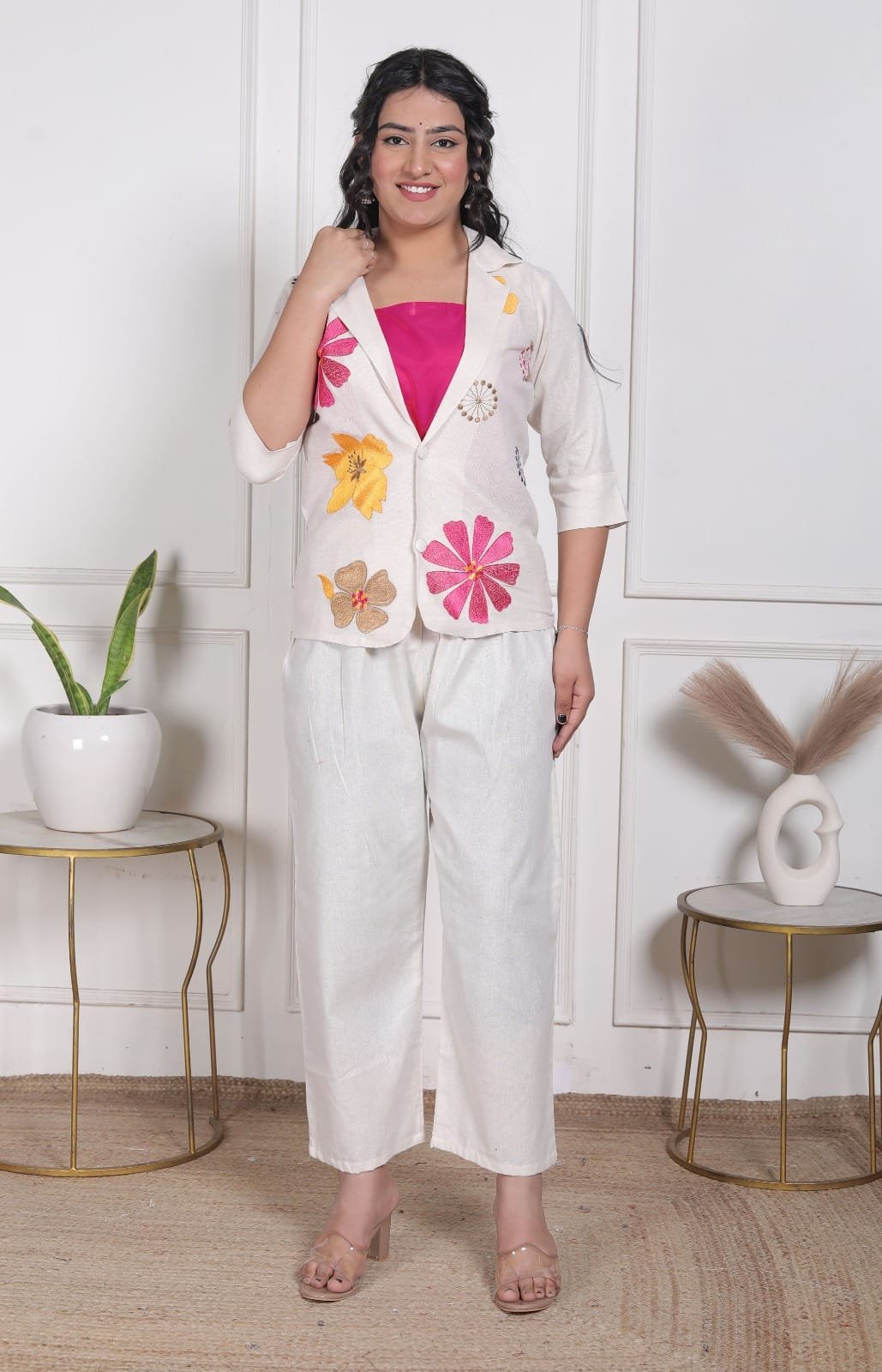 Vibrant Three-Piece Embroidered Cotton Ensemble